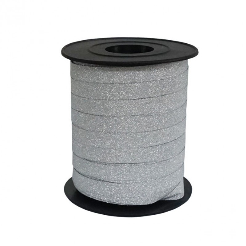 Ξυλοκορδέλα Μπομπίνα Ασημί Γκλίτερ 100M Πλάτος 1Εκ Marhome