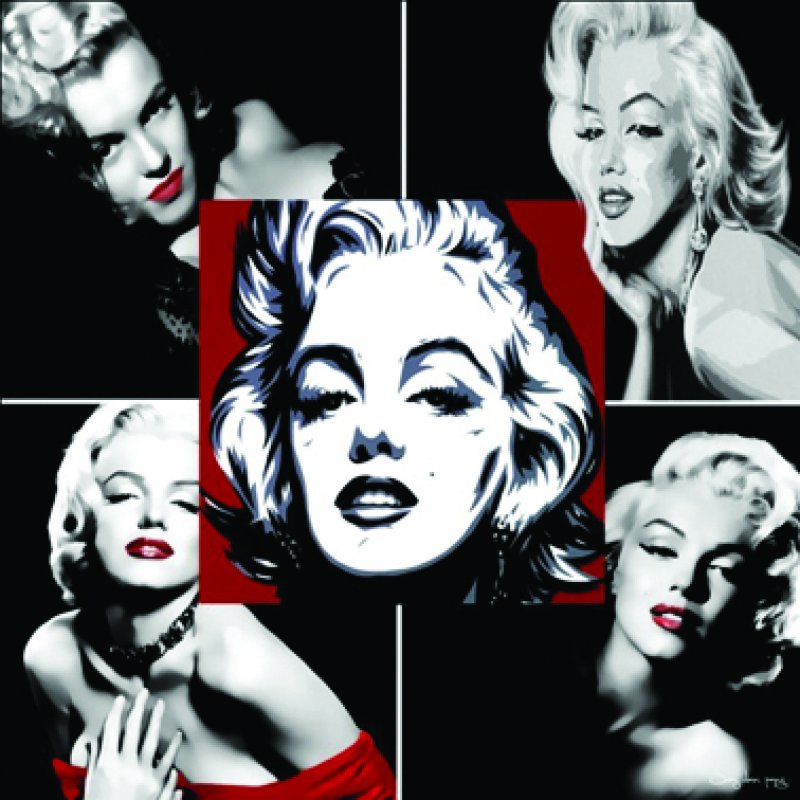 Πίνακας Καμβάς Marilyn Μαύρο/Κόκκινο 60x60εκ
