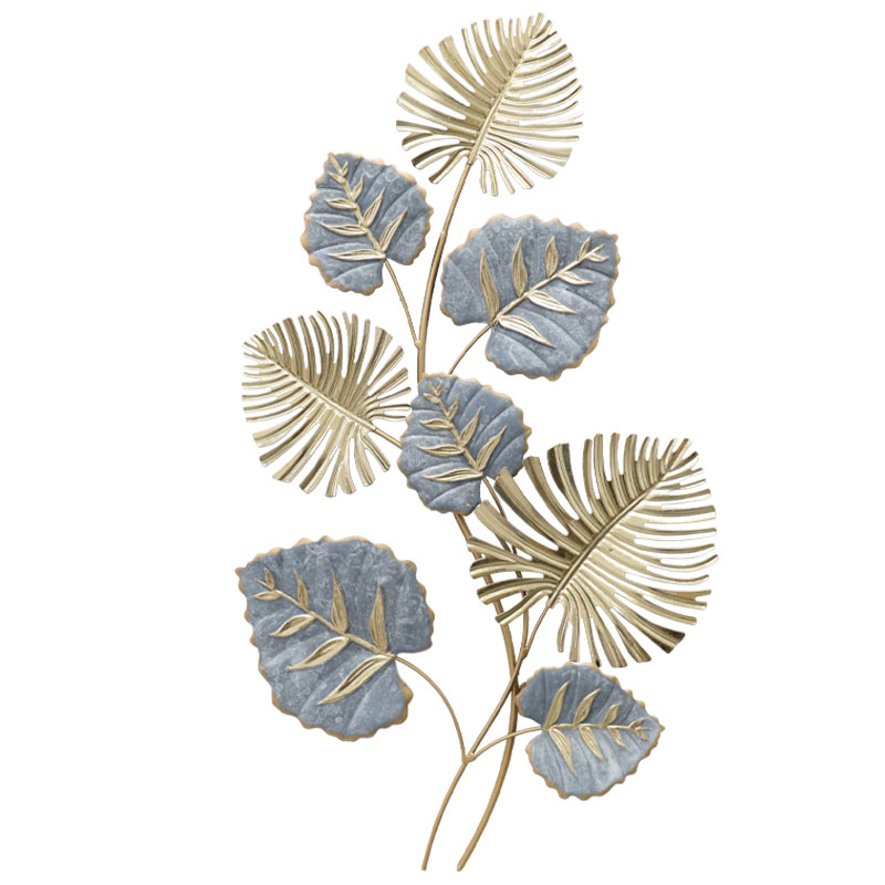 Μεταλλικό Διακοσμητικό Τοίχου Κλαδί Με Φύλλα Χρυσό-Ασημί 43.2x76.2x3.8Εκ Marhome