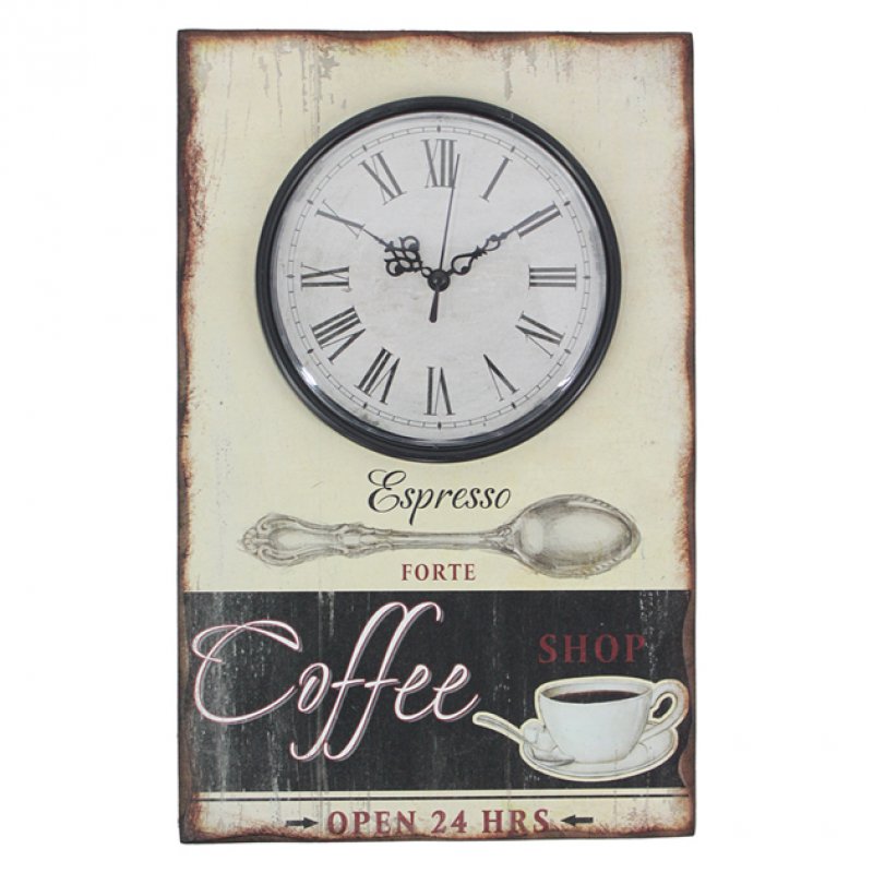 Ρολόι Τοίχου Coffee  Ξύλινο Με Τζάμι 23x36εκ