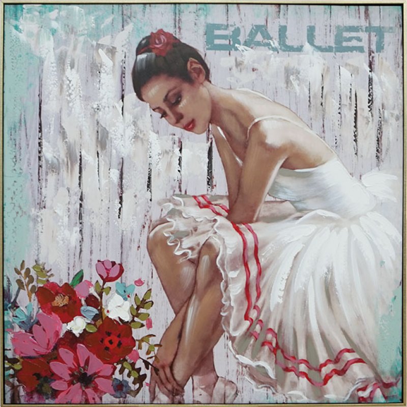 Πίνακας Καμβάς "Μπαλαρίνα Λουλούδια" 100x5x100εκ