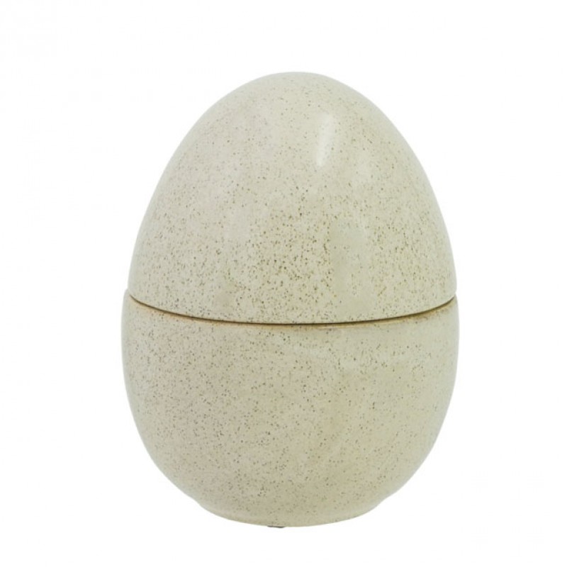 Αυγό Όρθιο Με Καπάκι Κεραμικό Μπεζ Μεγάλο Φ13x17εκ