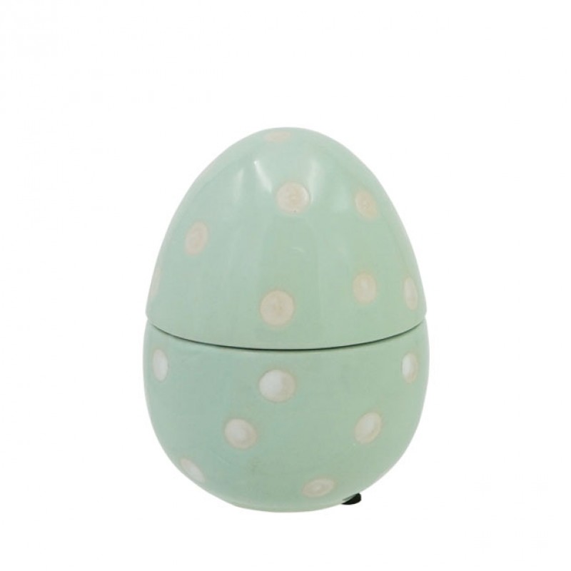 Αυγό Κεραμικό Πουά Βεραμάν Όρθιο Μικρό Καπάκι Φ11x14Εκ 