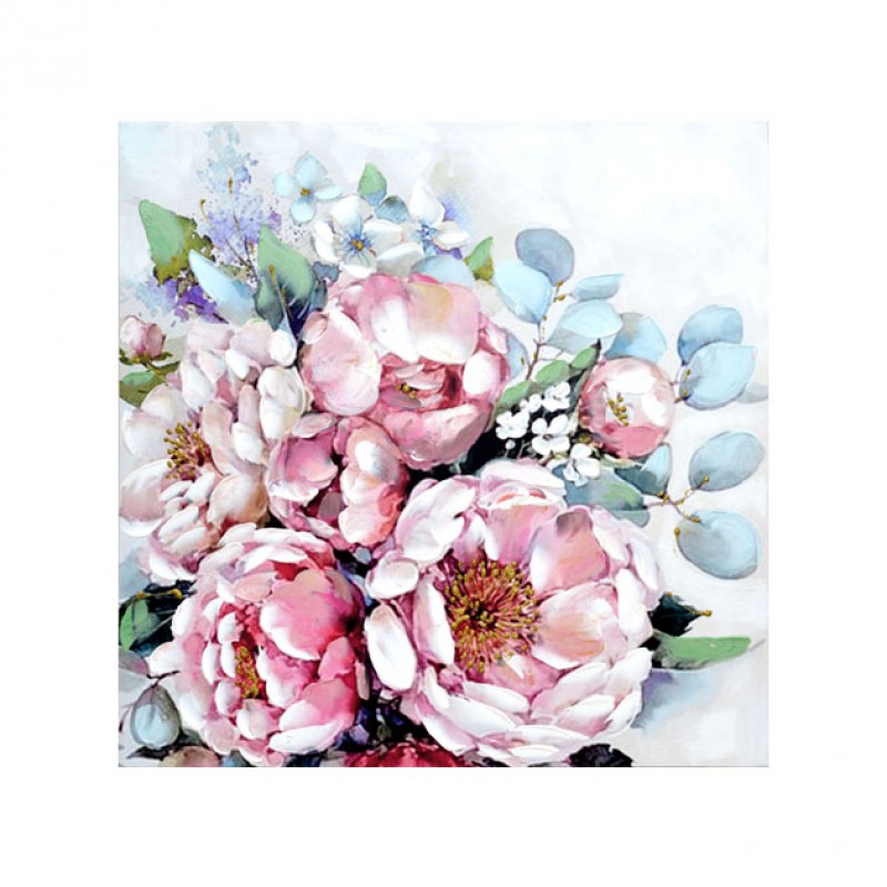Πίνακας Καμβάς Λουλούδια Ροζ 60x60x3Εκ 