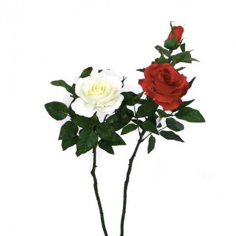 Κλαδί Τριαντάφυλλο Eκρού/Κόκκινο Μονό Y80Εκ