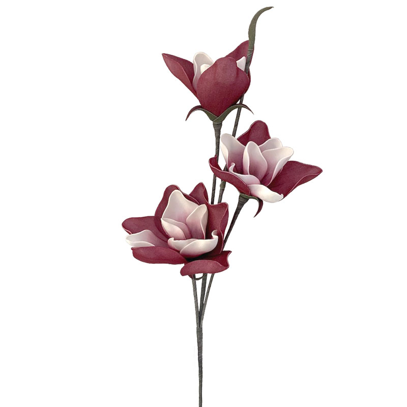 Κλαδί Foam X3 Ανθή Μανώλια Μπορντώ / Λευκό 20x100Εκ 6 / 36 Kib Marhome