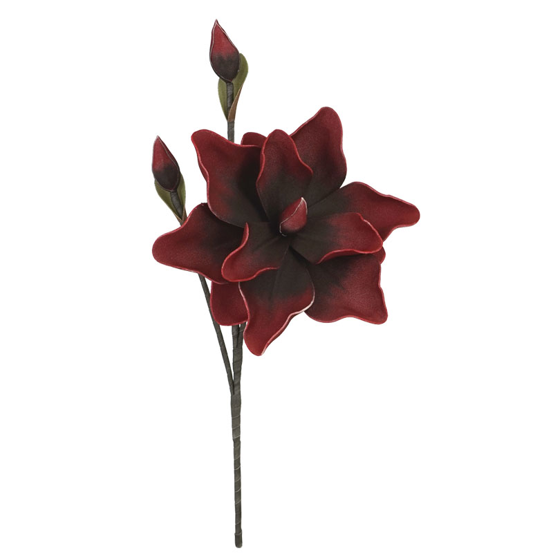 Κλαδί Foam Μανώλια Κόκκινο Μικρό  Άνθος & 2 Μπουμπούκια  Υ50Εκ 12/72 Kib Marhome