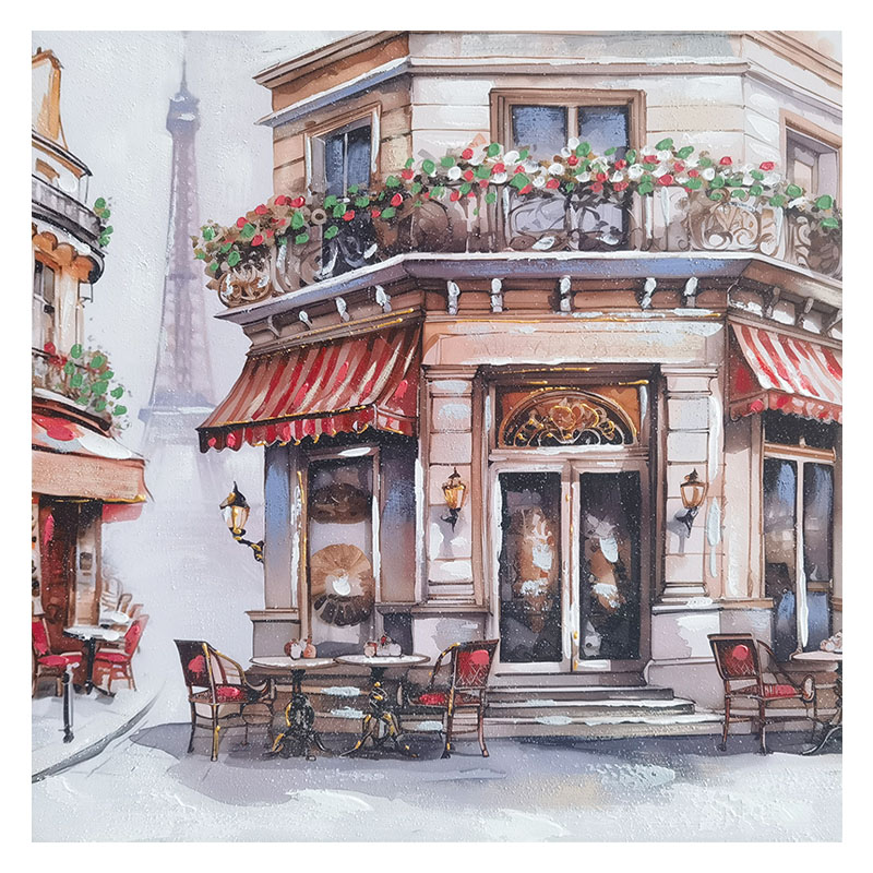 Πίνακας Καμβάς Γωνιακό Καφέ Στο Παρίσι - 80x80Cm 