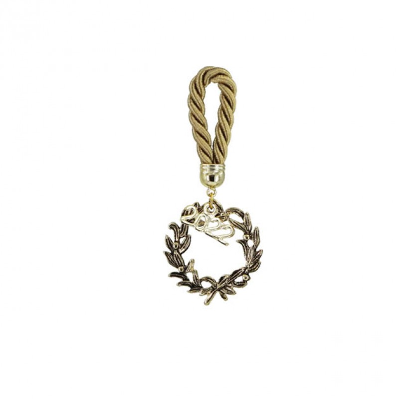 Γούρι Κρεμαστό Κορδόνι Μπεζ Στεφάνι Χρυσό  Y11Εκ