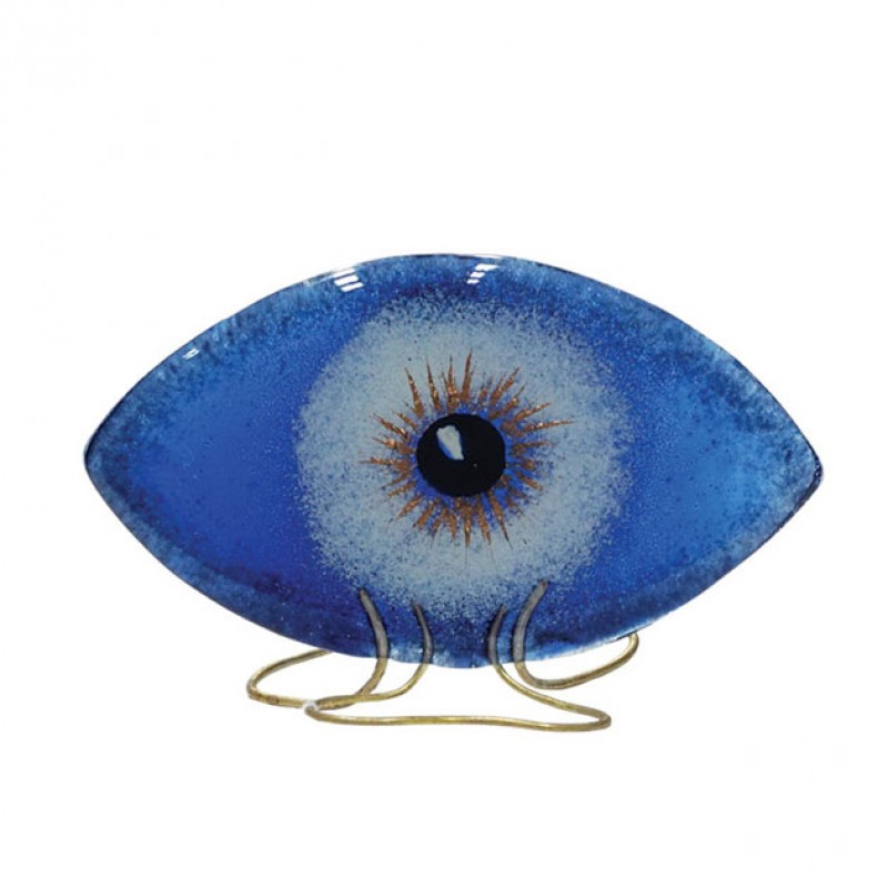 Μάτι Επιτραπέζιο Φούτζι Γυαλί Μεσαίο Μπλε 17x10.5εκ