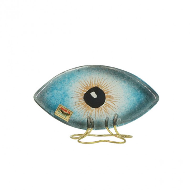 Γούρι Μάτι Τυρκουάζ Επιτραπέζιο Φούτζι Γυαλί Μικρο 13x8Εκ Marhome