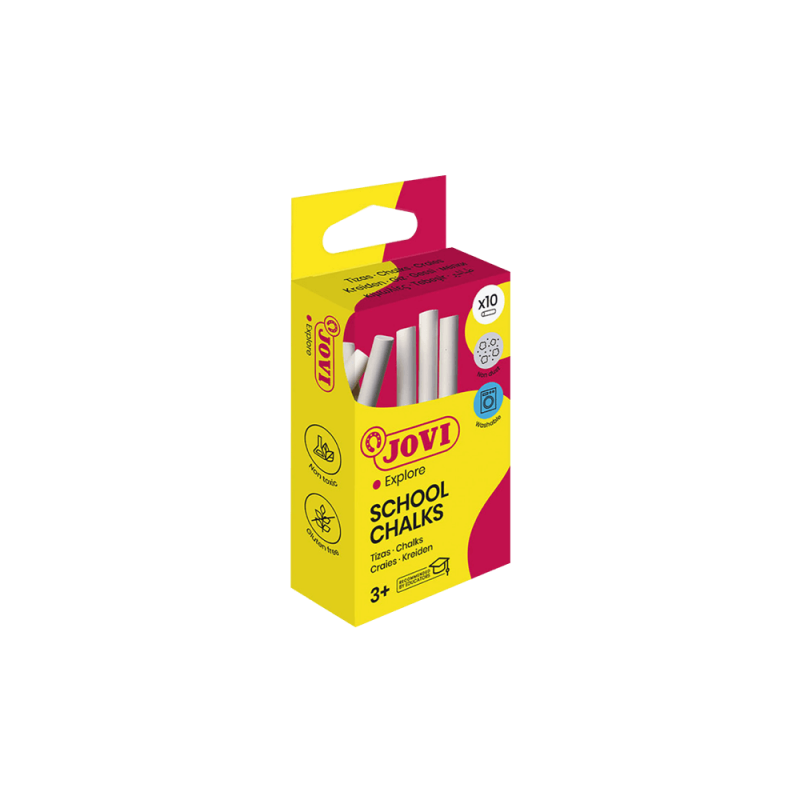 Κιμωλία Washable Χάρτινο Blister 10 Τεμάχια 9X80Mm 3+ School Λευκή Jovi 