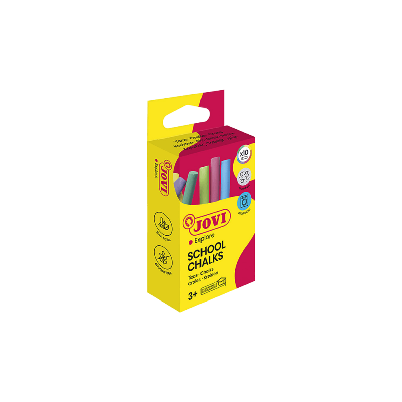Κιμωλία Washable Χάρτινο Blister 10 Χρώματα 9X80Mm 3+ School Jovi 