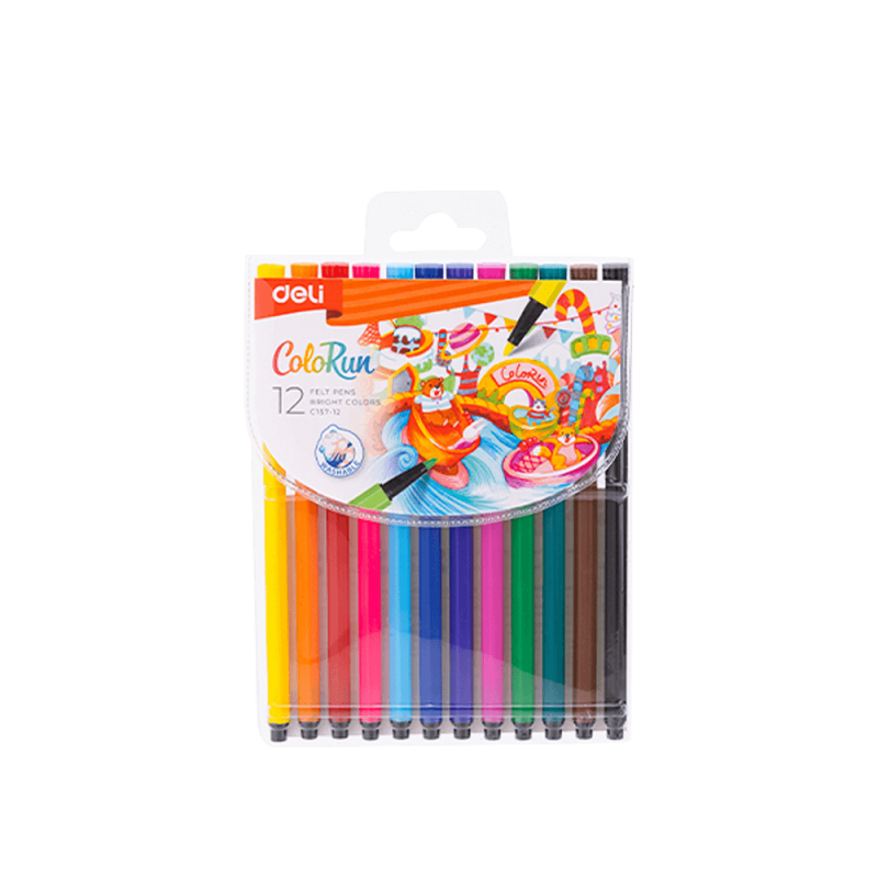 Deli Μαρκαδόροι Εξαγωνικοί Washable Θήκη Πλαστική 12 Χρώματα 1 . 0 - 1 . 2Mm Colorun 12 Τεμάχια