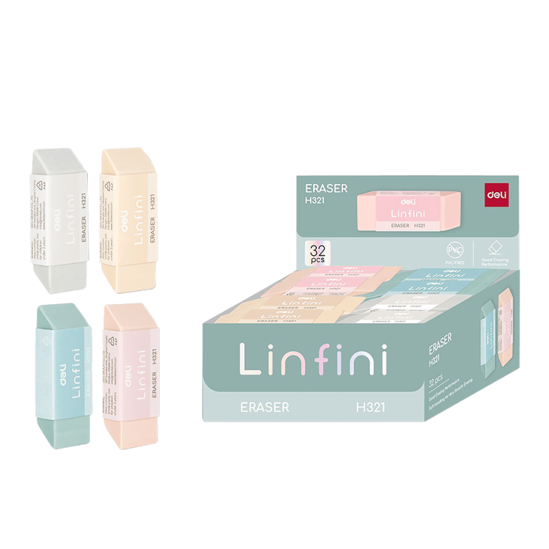 Γόμα Linfini 54x20x10.5mm Σε 4 Χρώματα 1 τμχ Deli 