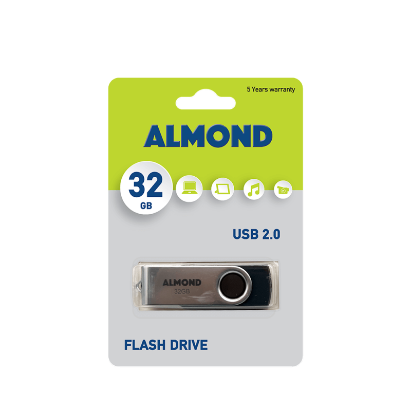 Usb Flash Drive 2.0 32Gb Twister Μαύρο Almond 