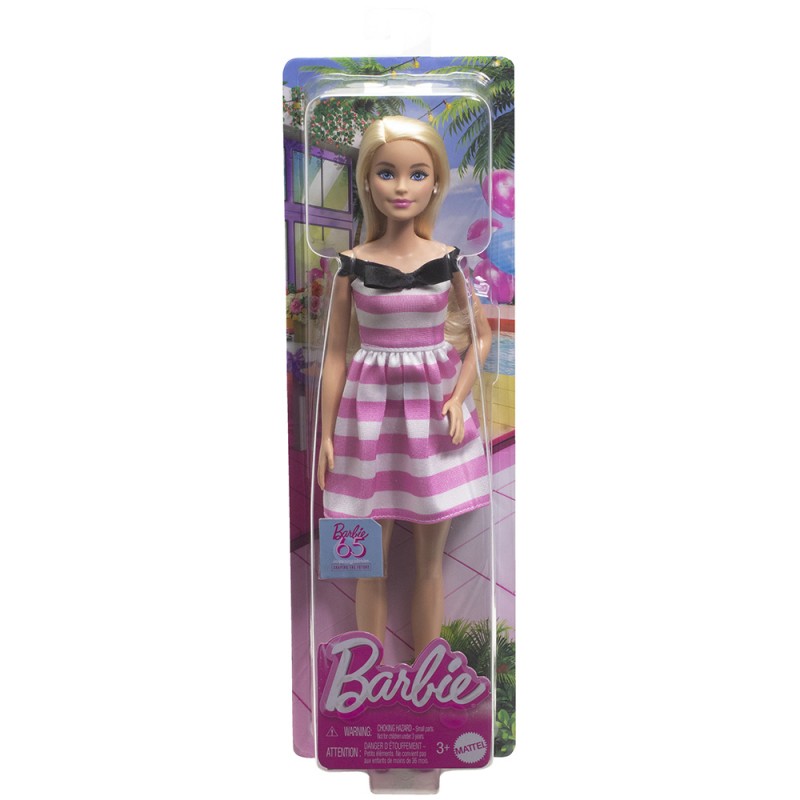 Κούκλα Barbie Ριγέ Φόρεμα 65 Χρόνια Mattel