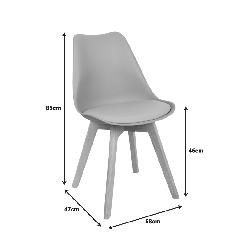 Καρέκλα Gaston PP-PU Ανοιχτό Γκρι Απόχρωση - Πόδι Σε Φυσική Απόχρωση 58x47x85Εκ Pakoworld 