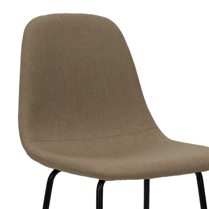 Σκαμπό Bar Bella Μεταλλικό Μαύρο Ύφασμα Μπεζ Pakoworld 