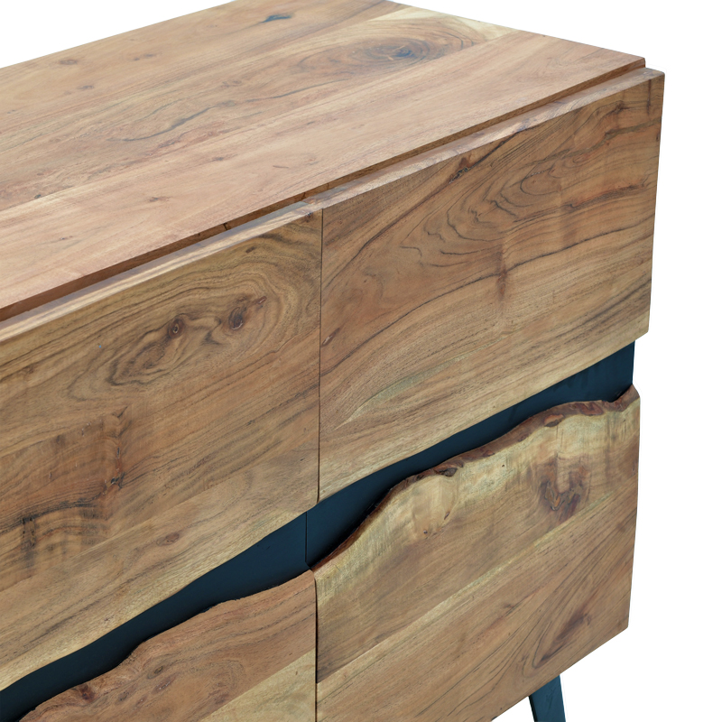 Μπουφές Imena Μασίφ Ξύλο Acacia Σε Φυσική Απόχρωση Με Μαύρα Μεταλλικά Πόδια 148x43.5x86Εκ Pakoworld 