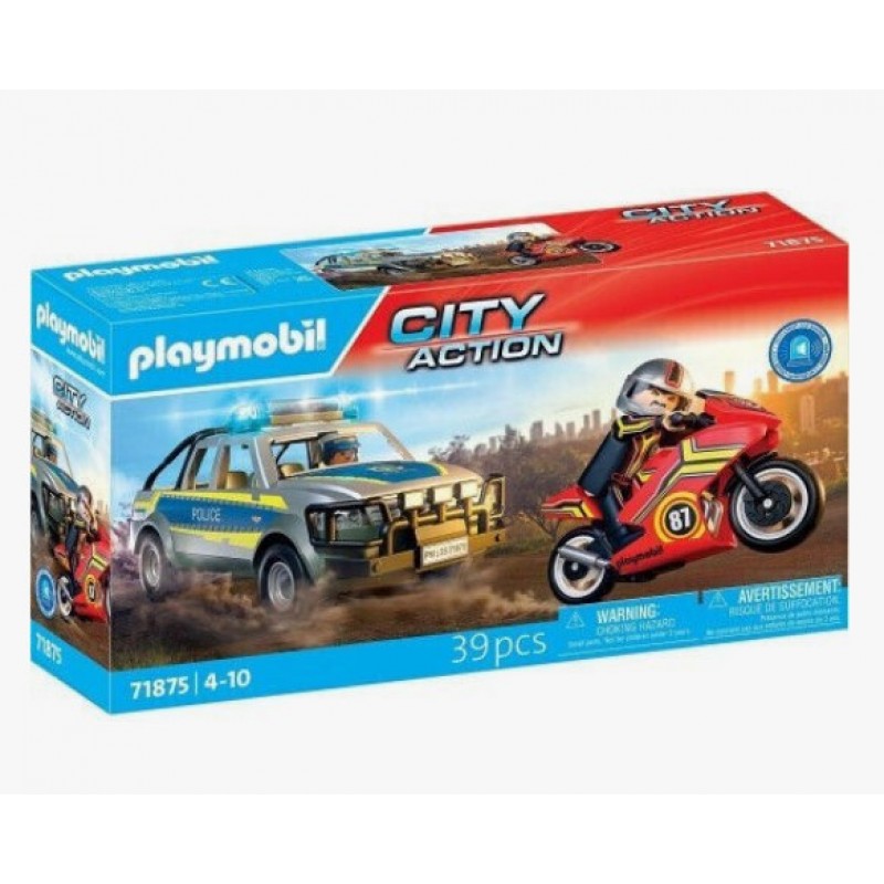  City Action Αστυνομικό Όχημα Pickup Και Μοτοσυκλέτα Για 4-10 Ετών Playmobil