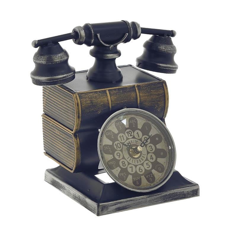 Ρολόι Επιτραπέζιο Τηλέφωνο Μεταλλικό Αντικέ Μπλε 20x15x21εκ