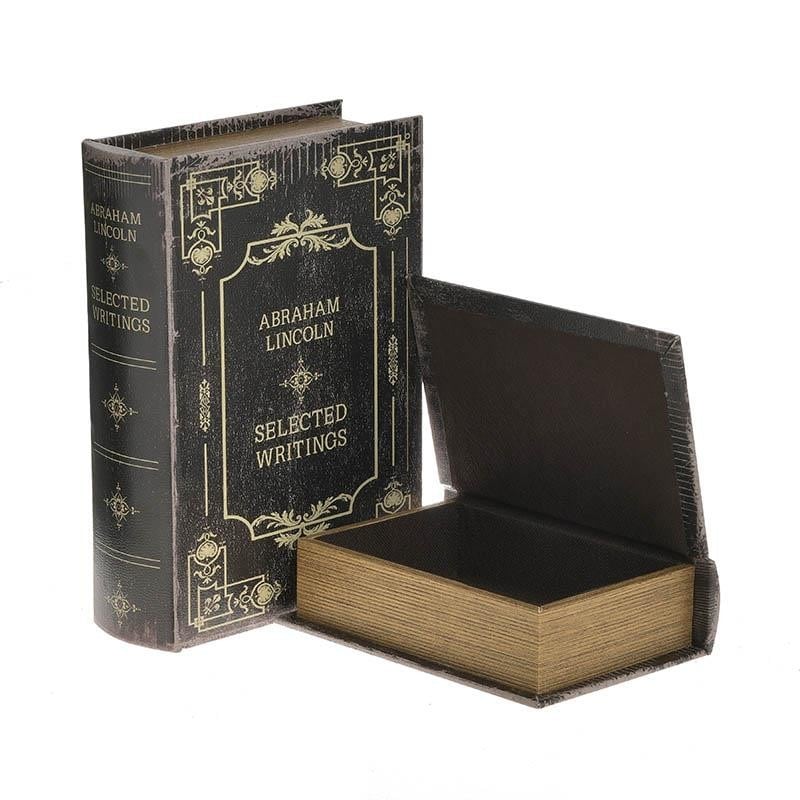 Κουτί/Βιβλίο Δερματίνη Abraham Lincoln Σετ 2 τμχ 19x7x27εκ Inart