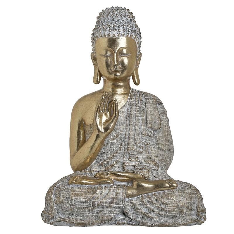 Βούδας Διακοσμητικό Polyresin Αντικέ Χρυσός/Λευκός 29x17x36εκ