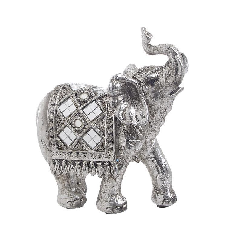 Ελέφαντας Διακοσμητικός Polyresin Αντικέ Ασημί 12x5x13εκ
