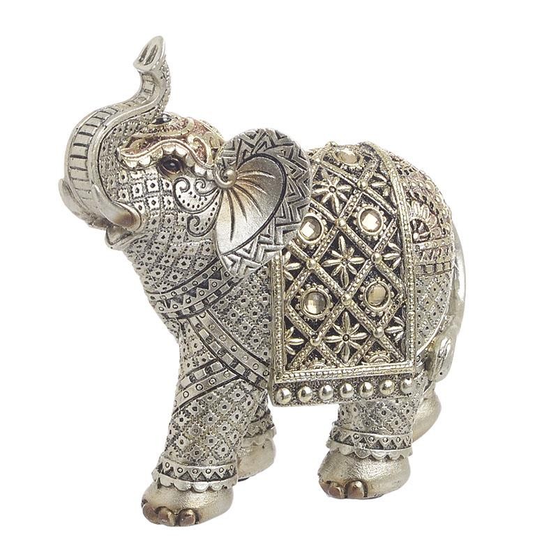 Ελέφαντας Διακοσμητικός Polyresin Ασημί/Χρυσός 13x6x13εκ