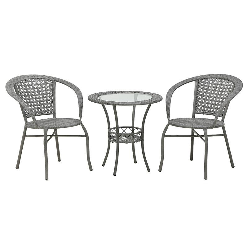 Σετ Τραπέζι Και 2 Καρέκλες Μεταλλικό/Πλαστικό Γκρι