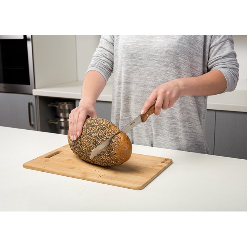 Aνοξείδωτο ατσάλινο μαχαίρι ψωμιού με ξύλινη λαβή 20εκ