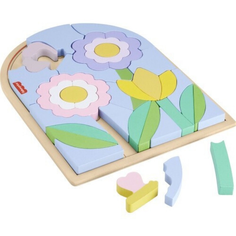 Παζλ Ξύλινο Παιδικό Σφηνώματα Λουλούδια για 3+ Ετών 38pcs Mattel