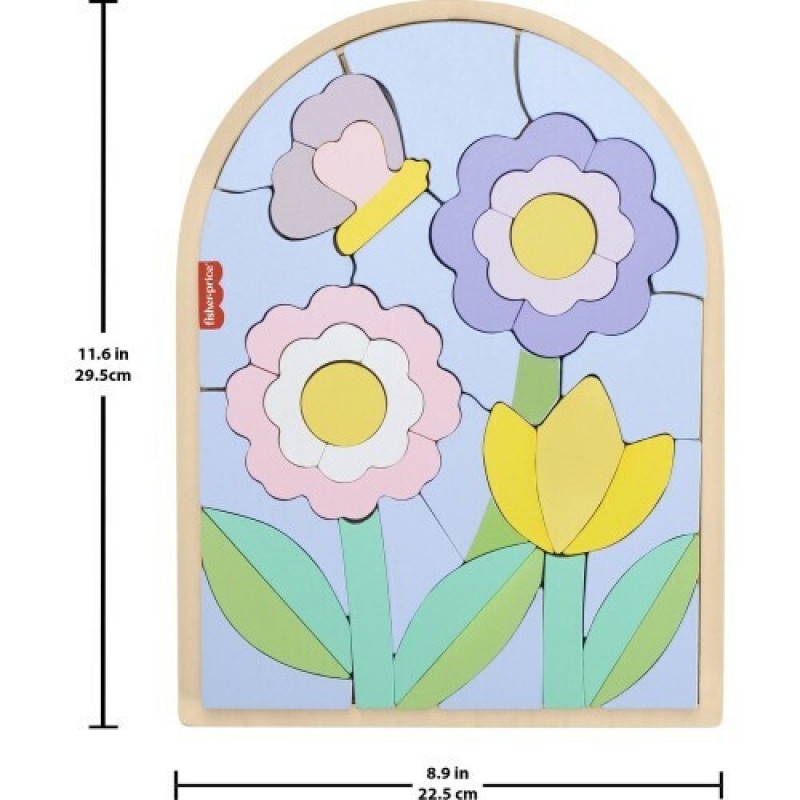 Παζλ Ξύλινο Παιδικό Σφηνώματα Λουλούδια για 3+ Ετών 38pcs Mattel