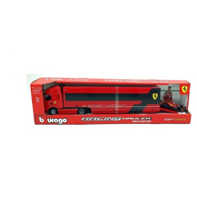 Μινιατούρα Νταλίκα Ferrari Iveco S-Way 570 Racing Transport with Ferrari SF-24 #16 Charles Leclerc 1/43 Bburago 