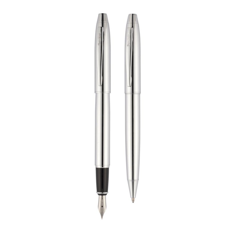 Σετ Δώρου Noble 35 Διπλό ( Fountain Pen + Ball Point ) Χρωμέ Σε Premium Box Sc-54373 Scrikss