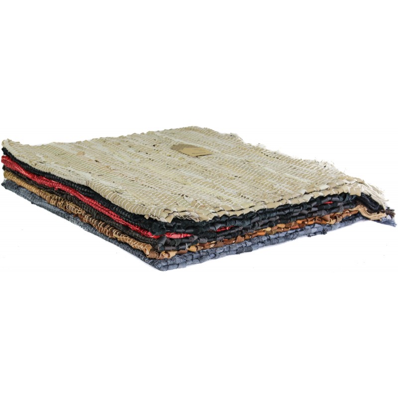 Χαλί Ορθογώνιο Δερμάτινο Με Κρόσια Μπλε 60x130cm Viosarp 