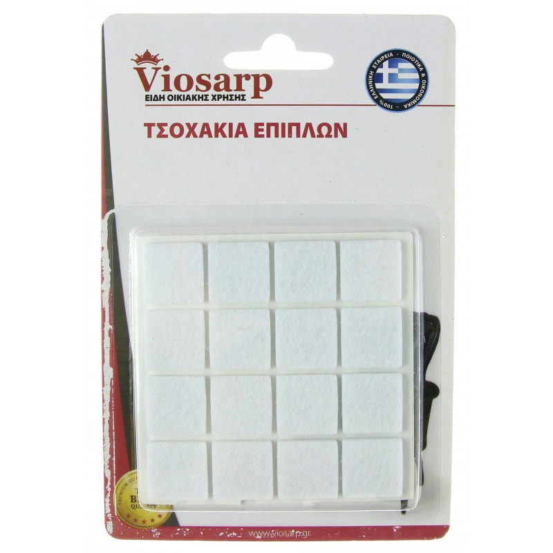 Τσοχάκια Τετράγωνα Με Αυτοκόλλητο 15x15mm Λευκά 16τμχ VC1188-1 Viosarp 