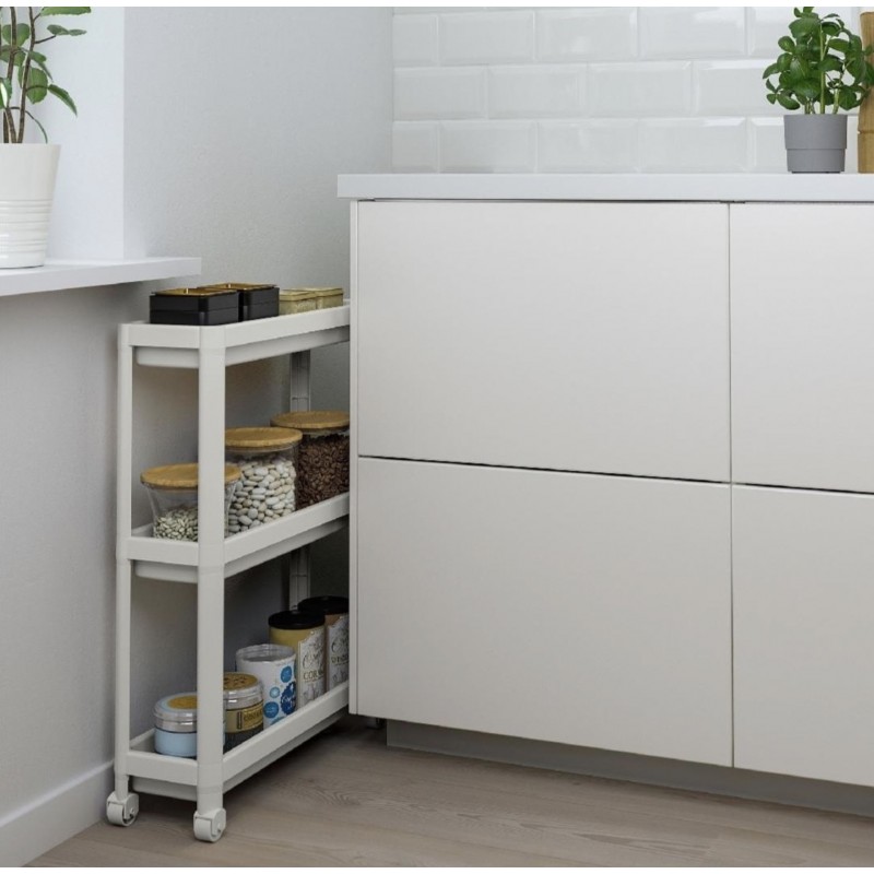 Τρόλευ Slim 3Θ Λευκό Μαύρο Με Ρόδες 153 . Oms . vsk1