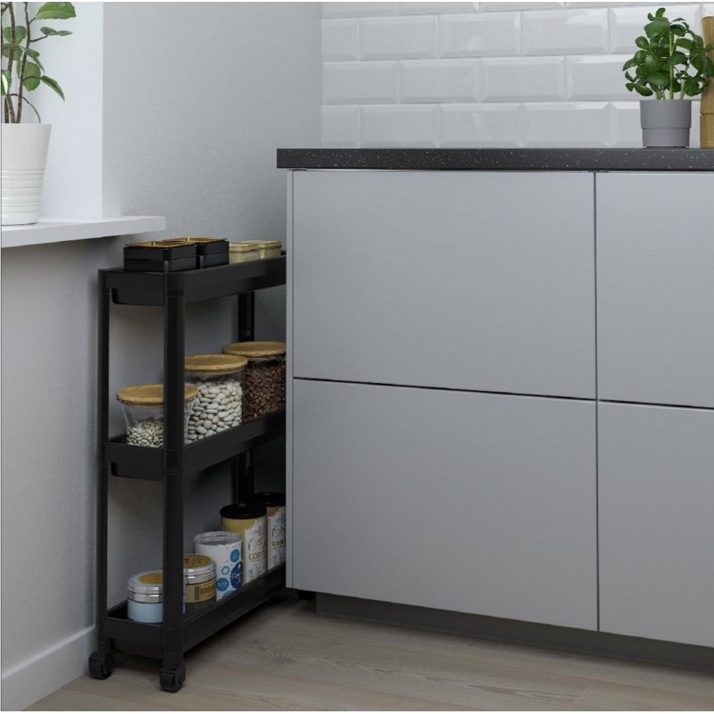 Τρόλευ Slim 3Θ Λευκό Μαύρο Με Ρόδες 153 . Oms . vsk1