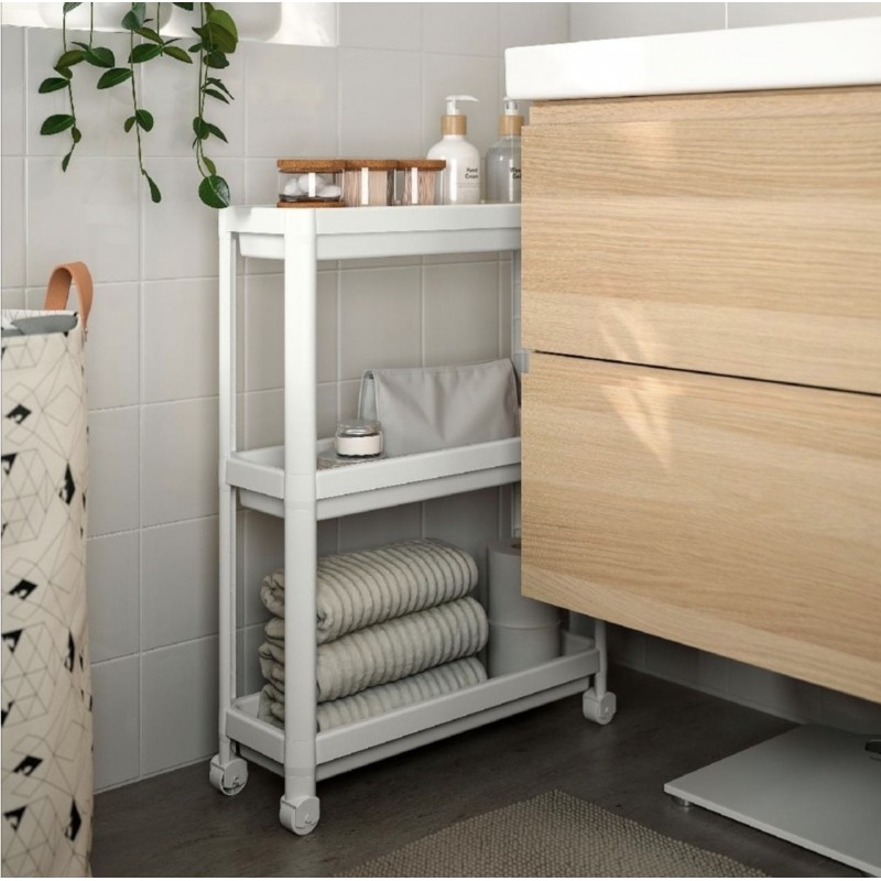 Τρόλευ Slim 3Θ Λευκό Μαύρο Με Ρόδες 153 . Oms . vsk1