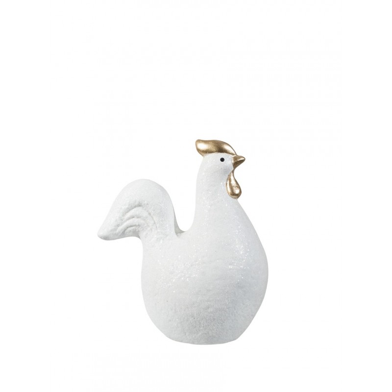 Κεραμικός Κόκορας Λευκός Χρυσός 15x7.5x17Εκ Zen
