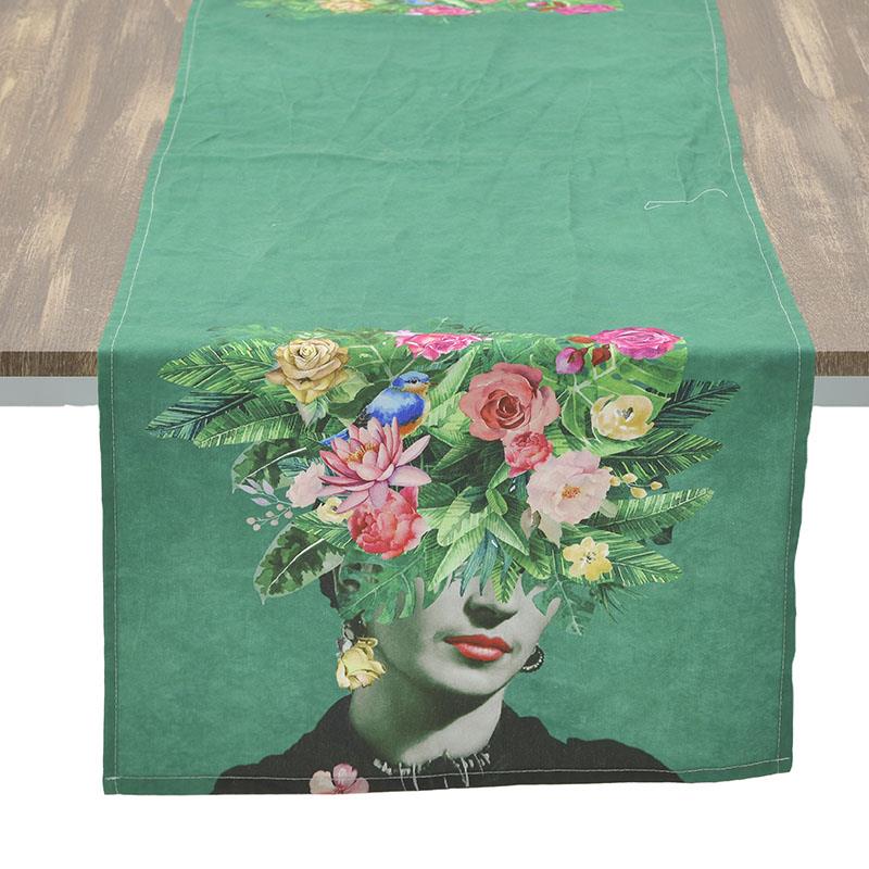 Τραβέρσα Υφασμάτινη Πράσινη Frida Kahlo 40x140