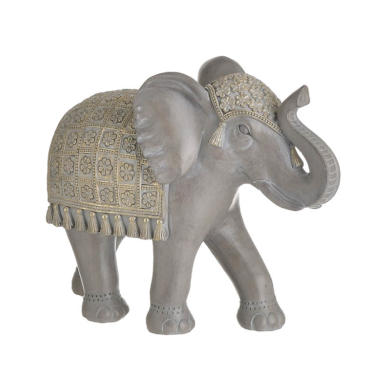 Ελέφαντας Resin Γκρι Χρυσό 21x8x16 Inart 