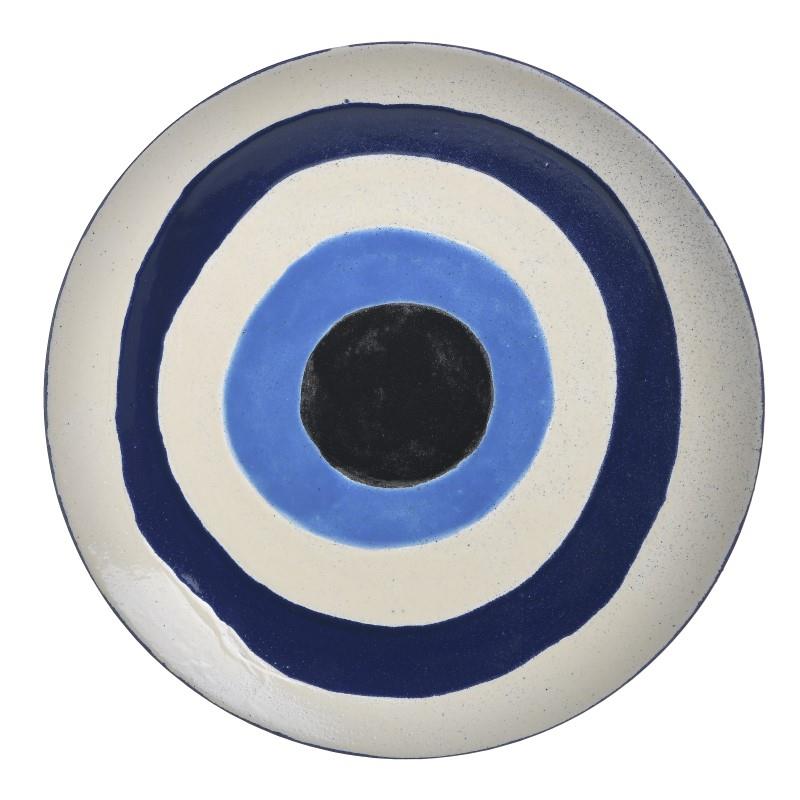 Διακοσμητική Πιατέλα Μάτι Στρογγυλή Κεραμική Μπλε 32x32x3εκ Inart 