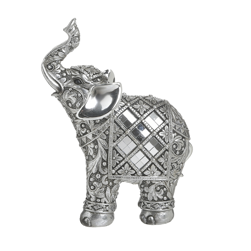 Ελέφαντας Διακοσμητικός Polyresin Ασημί 12x6x16εκ Inart