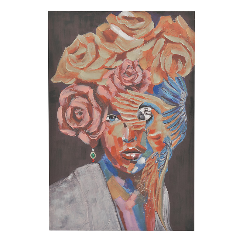 Πίνακας Καμβάς Printed Γυναίκεια Φιγούρα Με Λουλούδια 80x3x120εκ Inart