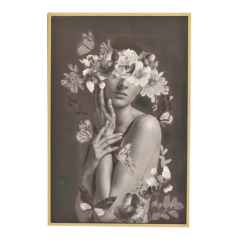 Πίνακας Με Πλαίσιο Καμβάς Γυναικεία Φιγούρα Ασπρόμαυρος Natural 80x4x120Εκ Inart