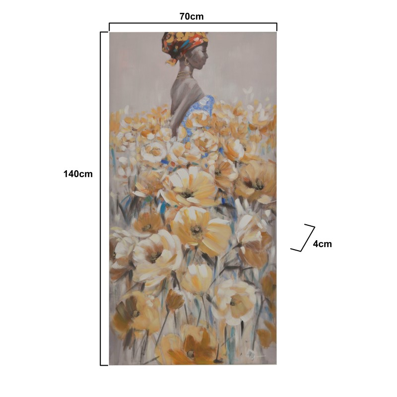 Πίνακας σε Καμβά Γυναικεία Φιγούρα/Λουλούδια 70x4x140εκ